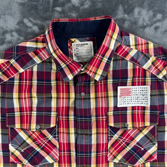 Rocawear Short Sleeve Vintage Button Up Shirt Men 3XL Plaid Rap Hip Hop Jay Z - Picture 16 of 16